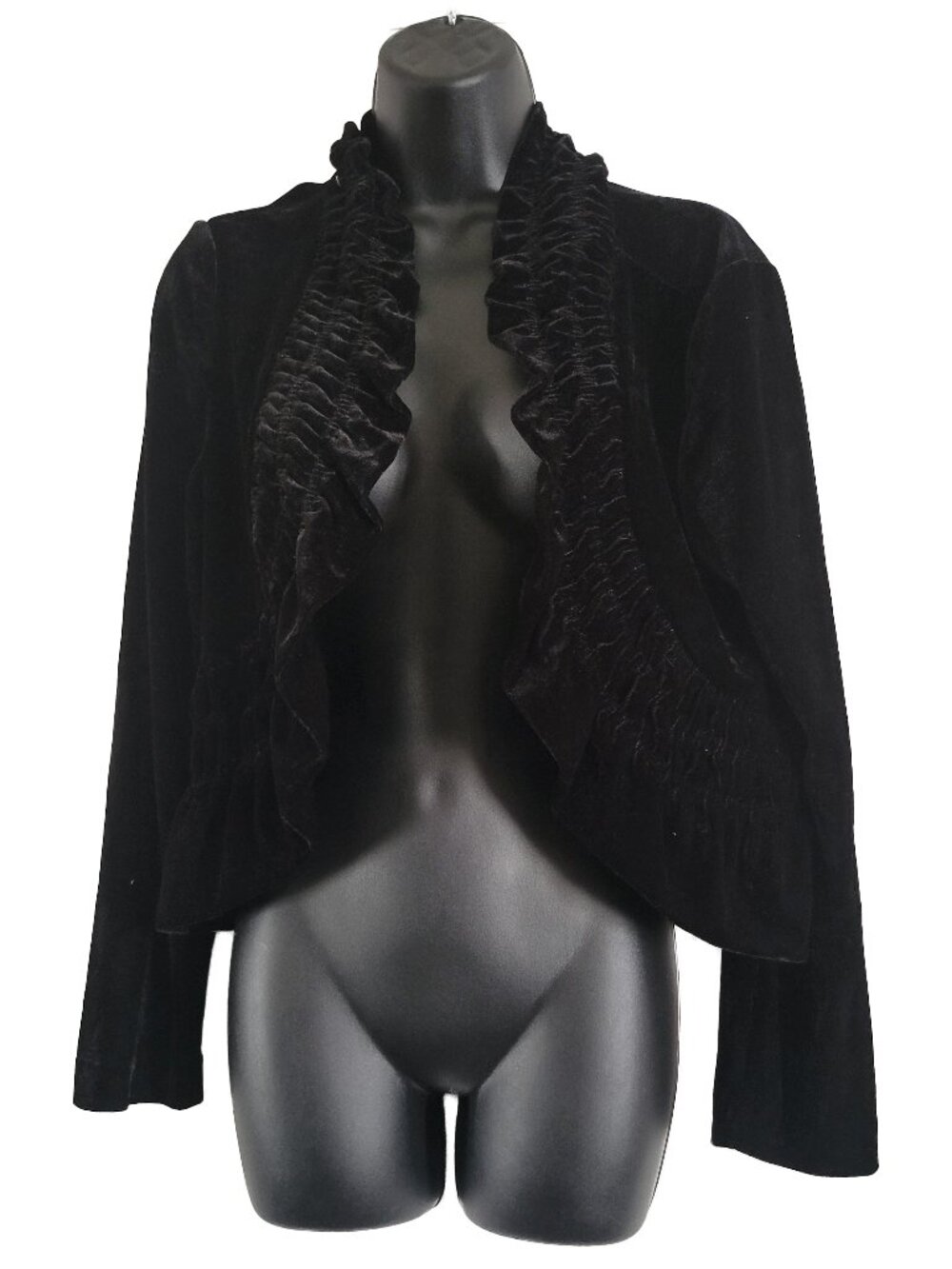 Black Ruffle Velvet Cardigan